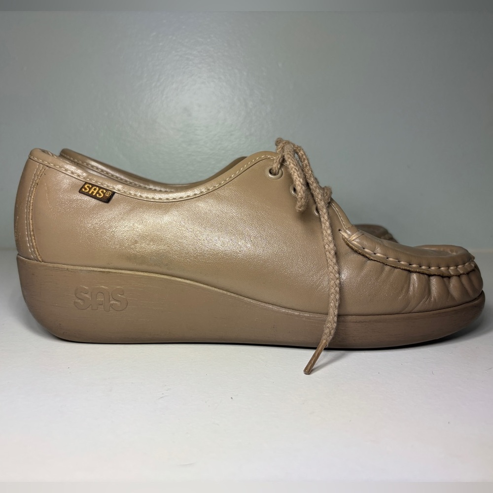 Sas Shoes Womens 7.5 M Siesta Moccasin Sneakers Comfort Lace Up Handmade Leather